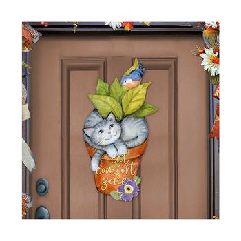 商品Designocracy | Holiday Wooden Door Decor Wall Decor Hanging Decoration Cat in a Pot S. Winget,商家Macy's,价格¥1130图片