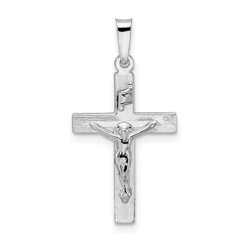 Diamond2Deal | 14k White Gold Polished Solid INRI Striped Crucifix Pendant,商家Premium Outlets,价格¥2992