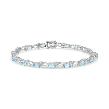 Macy's | Aquamarine (5 ct. tw.) & Diamond (1/20 ct. t.w.) Link Bracelet in Sterling Silver,商家Macy's,价格¥5569