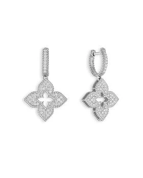 Roberto Coin | 18K White Gold Venetian Princess Flower Dangle Hoop Earrings,商家Bloomingdale's,价格¥39519