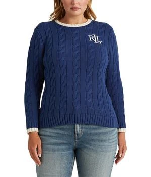 Ralph Lauren | Plus Size Monogram Cable-Knit Cotton Sweater 6.6折
