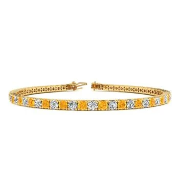 SSELECTS | 3 3/4 Carat Citrine And Diamond Tennis Bracelet In 14 Karat Yellow Gold, 9 Inches,商家Premium Outlets,价格¥16887