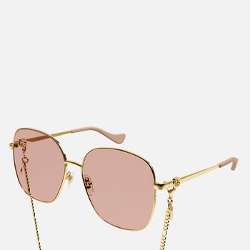推荐Gucci Women's Round Metal Sunglasses With Chain商品