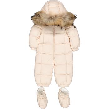 推荐Kids Pink Fur Trim Hooded Down Puffer Jumpsuit商品
