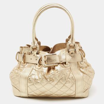 美国burberry tote, [二手商品] Burberry | Burberry Gold Quilted Glossy Leather Large Beaton Tote商品图片 8.7折, 满1件减$100, 满减