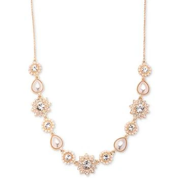 MARCHESA | Gold-Tone Crystal & Imitation Pearl Flower Statement Necklace, 16" + 3" extender,商家Macy's,价格¥580