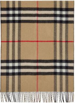春装burberry围巾, Burberry | 驼色 & 黑色格纹双面围巾商品图片 