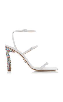 推荐Paul Andrew - Slinky Sparkle Crystal-Embellished Leather Sandals - White - IT 39 - Moda Operandi商品