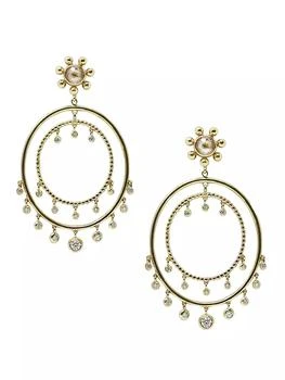 Anzie | Dew Drop 14K Yellow Gold, Clear Topaz & 0.61 TCW Diamond Hoop Drop Earrings,商家Saks Fifth Avenue,价格¥31880