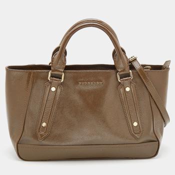 burberry托特包, [二手商品] Burberry | Burberry Brown Patent Leather Somerford Convertible Tote商品图片 8.9折, 满1件减$100, 满减