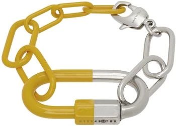 MM6 | Silver & Yellow Carabiner Bracelet,商家Ssense US,价格¥1661