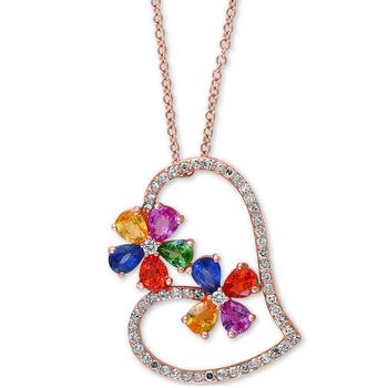 商品Effy | EFFY® Multi-Gemstone (2-1/8 ct t.w.) & Diamond (1/4 ct. t.w.) 18" Pendant Necklace in 14k Rose Gold,商家Macy's,价格¥21100图片