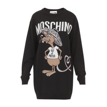 Moschino | Moschino 莫斯奇诺 女士羊毛黑色长款上衣 A0480-9100-1555商品图片,满$100享9.5折, 满折