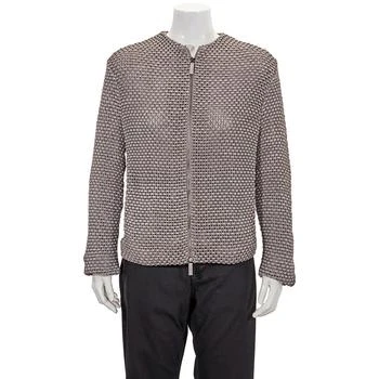推荐Emporio Armani Grey Knit-Jacquard Jacket, Brand Size 52 (US Size 18)商品