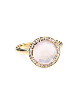 商品Ippolita | Lollitini 18K Green Gold, Rose Quartz & 0.18 TCW Diamonds Ring,商家Saks Fifth Avenue,价格¥12128图片