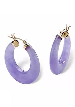 商品Genuine Lavender Jade 14k Yellow Gold Hoop Earrings,商家Belk,价格¥1168图片