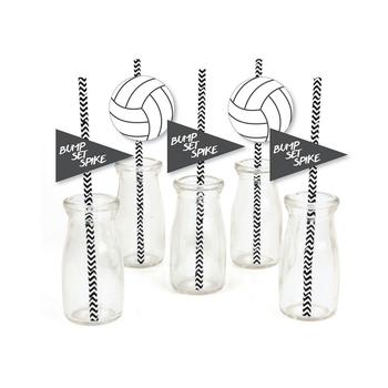 商品Big Dot of Happiness | Bump, Set, Spike - Volleyball Paper Straw Decor - Baby Shower or Birthday Party Striped Decorative Straws - Set of 24,商家Macy's,价格¥108图片