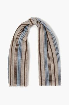推荐Frayed striped linen-gauze scarf商品