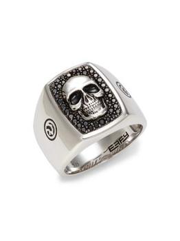 商品Sterling Silver & Black Spinel Skull Ring图片