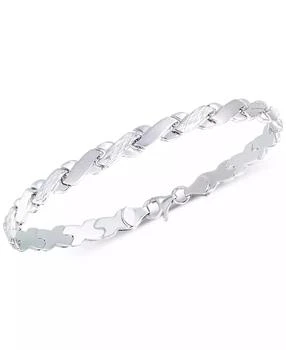 Italian Gold | Satin Finish Link Bracelet in 10k White Gold,商家Macy's,价格¥2980