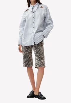 Ganni | Striped Long-Sleeved Shirt with Cut-Out Detail商品图片,5折
