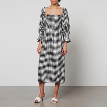 推荐Sleeper Atlanta Gingham-Print Linen-Blend Dress商品