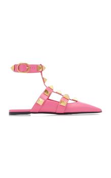 推荐Valentino - Women's Valentino Garavani Roman Stud Leather Flats - Pink - IT 36 - Moda Operandi商品