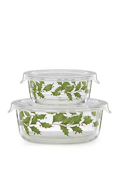 商品Lenox® | Holiday Glass Food Storage Bowls Set of 2, 30 Ounce/12 Ounce,商家Belk,价格¥148图片