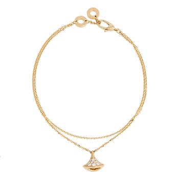 商品Bvlgari Divas' Dream Diamond 18K Yellow Gold Charm Bracelet M/L图片