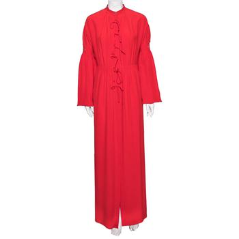 美国burberry, [二手商品] Burberry | Burberry Red Silk Button Down Maxi Dress S商品图片 7折