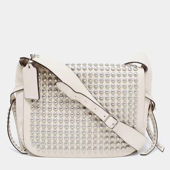 推荐Coach White Leather Rivets Dakotah Crossbody Bag商品