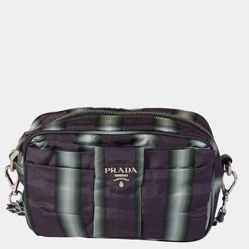 推荐Prada Purple/Grey Nylon Striped Shoulder Bag商品