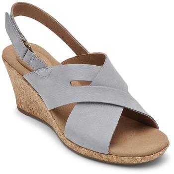 Rockport | Rockport Womens Briah Slot Sling Leather Open Toe Wedge Sandals商品图片,1.5折起×额外9折, 额外九折