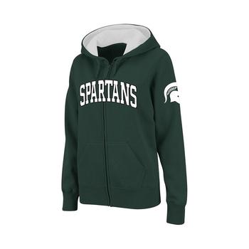 推荐Women's Green Michigan State Spartans Arched Name Full-Zip Hoodie商品