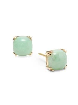 Saks Fifth Avenue | 14K Yellow Gold & Jade Stud Earrings,商家Saks OFF 5TH,价格¥4308