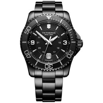 推荐Men's Swiss Maverick Black Edition Black PVD Stainless Steel Bracelet Watch 43mm商品