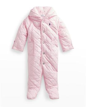 推荐Girl's Logo Hooded Quilted Snowsuit, Size Newborn-9M商品