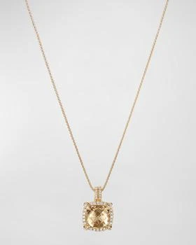 David Yurman | Chatelaine Pave Bezel Pendant Necklace with Gemstone and Diamonds in 18K Gold, 9mm,商家Neiman Marcus,价格¥22565