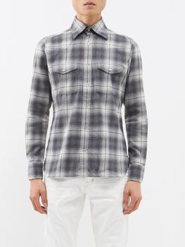 汤姆·福特评价, Tom Ford | Ombré-checked cotton flannel shirt商品图片 