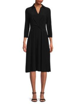商品Tommy Hilfiger | Collared Twist Fit-&-Flare Dress,商家Saks OFF 5TH,价格¥459图片