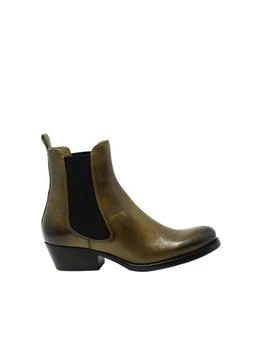 推荐Sr421001 Toscano Green Olive Leather Ankle Boots商品