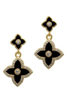ADORNIA | 14K Yellow Gold Plated Black Flower Drop Earrings 3.6折, 独家减免邮费