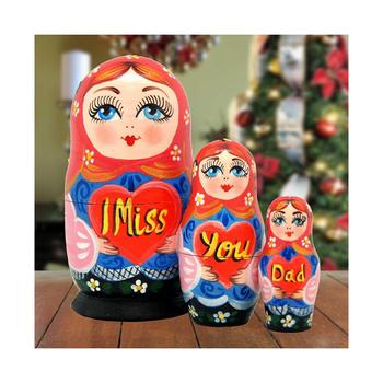商品I Miss You Dad Matreshka Holiday Nesting Hand-Painted Doll, Set of 3图片