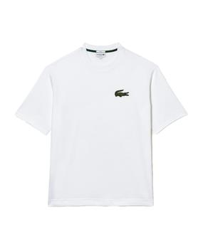 Lacoste | T-shirt White Cotton Oversized T-shirt With Big Crocodile Patch.商品图片,