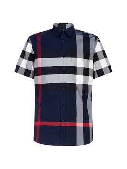 burberry短袖, Burberry | Burberry Checked Short-Sleeve Shirt商品图片 9.1折