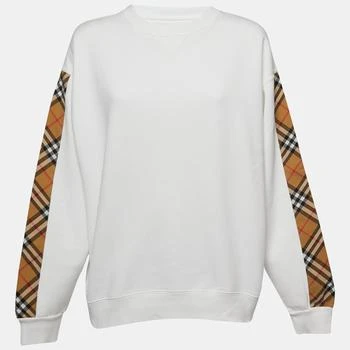 推荐Burberry White Cotton-Blend Vintage Check Detail Sweatshirt S商品