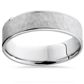 Pompeii3 | Mens 10k White Gold Hammered Comfort Fit Wedding Band Ring Size Selectable,商家Premium Outlets,价格¥3228