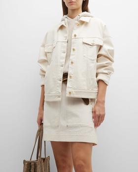 商品Brunello Cucinelli | Monili-Tag Oversized Denim Jacket,商家Neiman Marcus,价格¥21675图片