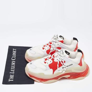 Balenciaga Balenciaga White/Red Leather and Mesh Triple S