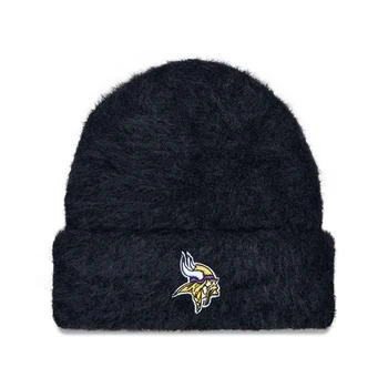 New Era | Women's Black Minnesota Vikings Fuzzy Cuffed Knit Hat 独家减免邮费